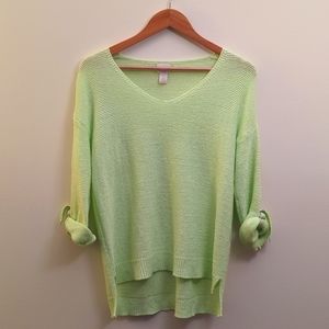 Chico's Lime Green Knitted 3/4 Sleeve Sweater